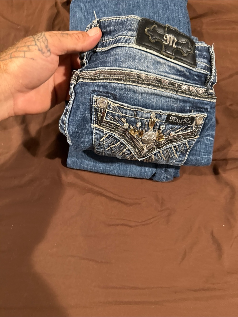 Miss Me Denim Bootcut Jeans with Embellished Back Pockets